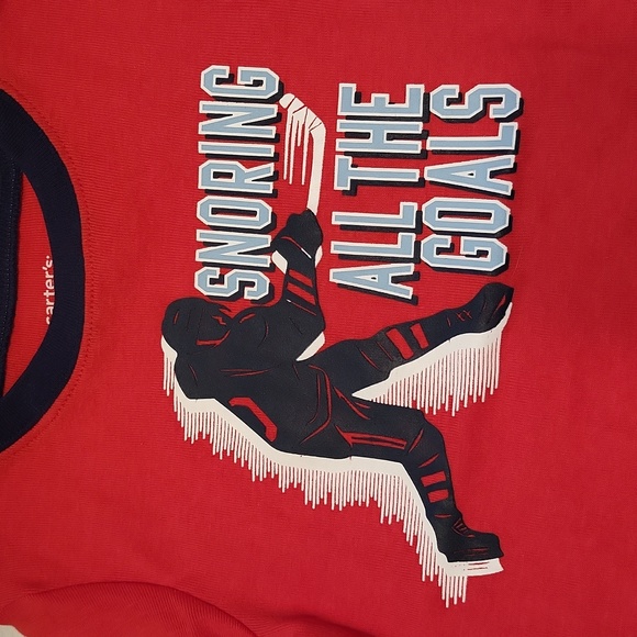 "Snoring all The Goals" red pajama top - Picture 3 of 4